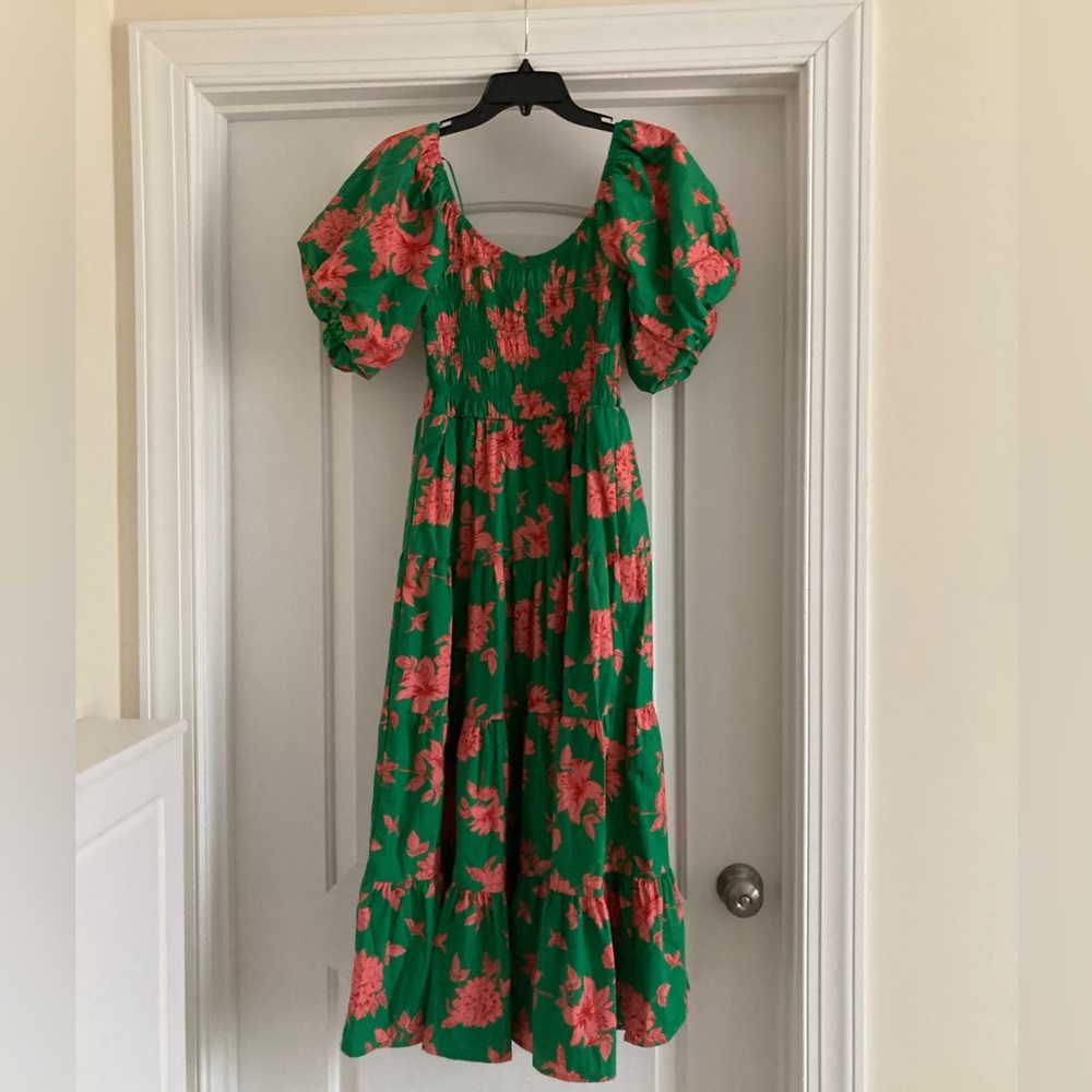 Peach and love California Dress  Vibrant Green and Pink Maxi Dress - Picture 3 of 6
